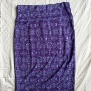 LuLaRoe Cassie Purple and Aqua Patterned Skirt